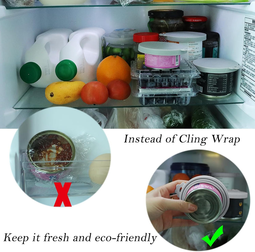 Grey reusable pet food can covers for cats and dogs