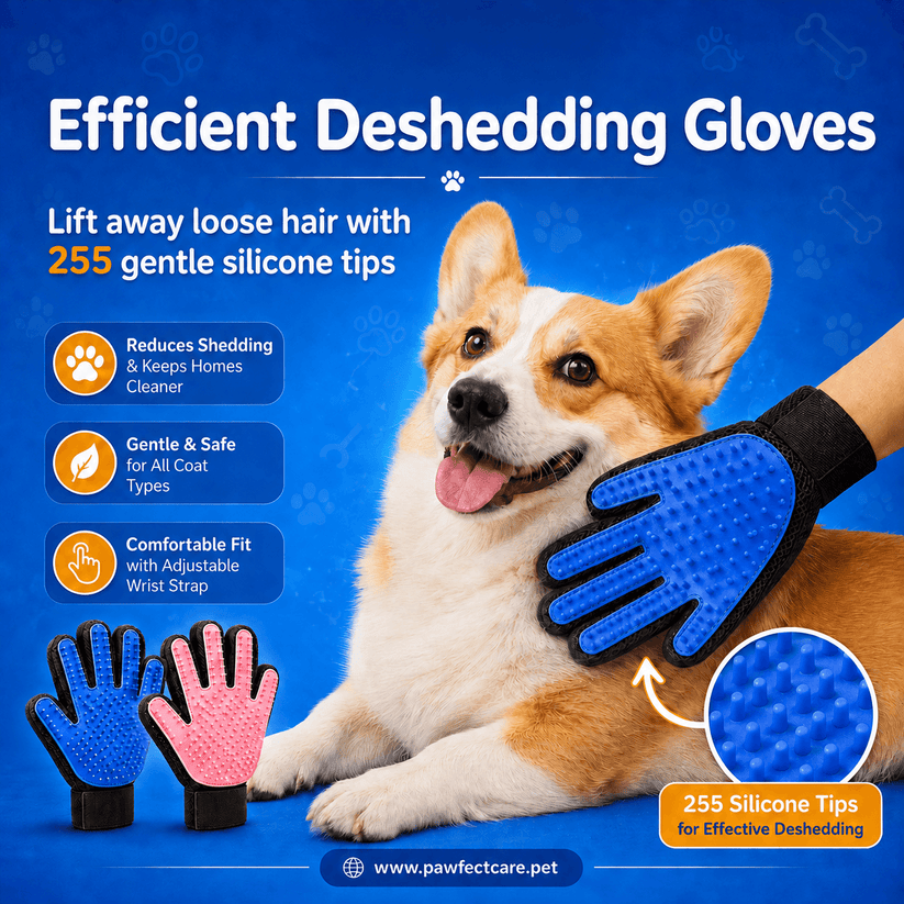 Flexible five-finger GroomEase pet grooming glove
