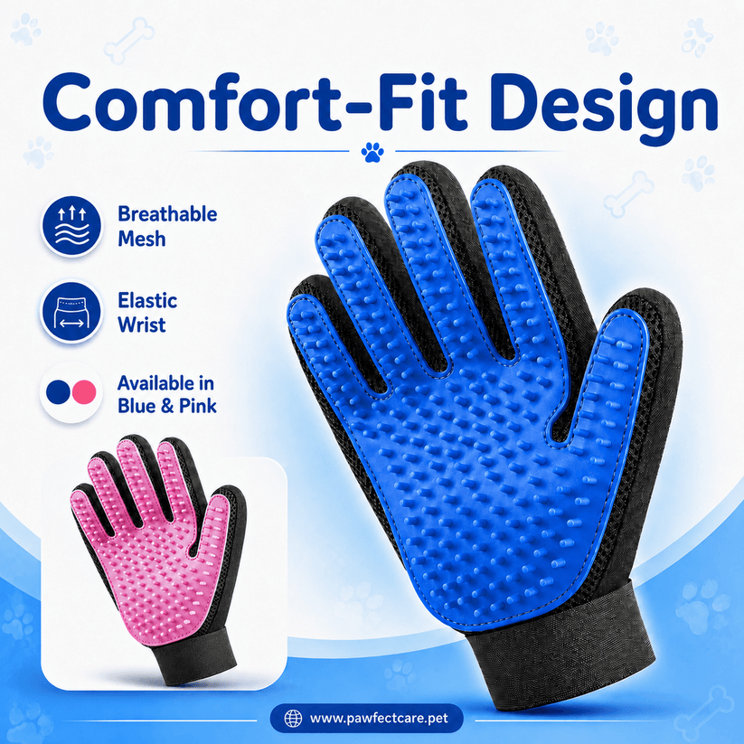 GroomEase grooming glove with flexible silicone grooming tips