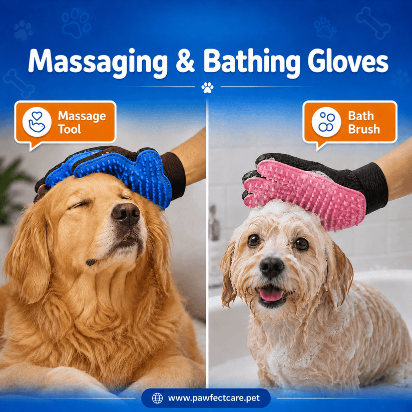 GroomEase pet grooming glove for wet or dry grooming
