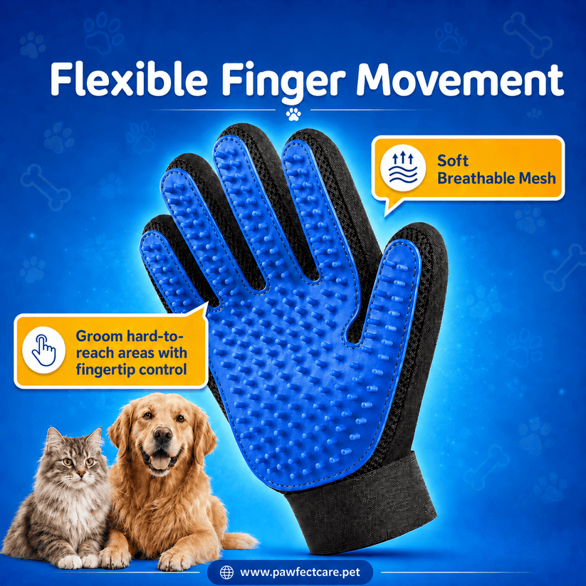 GroomEase five-finger silicone pet grooming glove